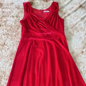 Grace Karin Red Velvet Wrap V Neck Dress
